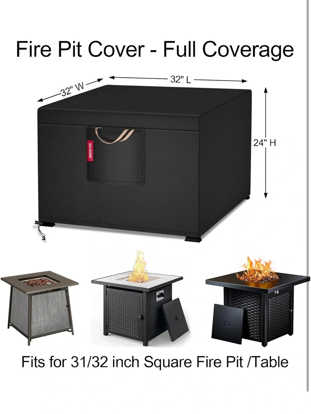 32’’ Fire Pit Cover Square for 31/32 inch Fire Pit/Table, Waterproof